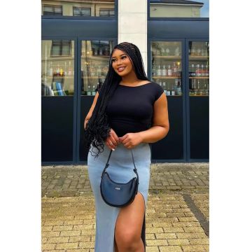 Fusta maxi dama -  tricot - gri