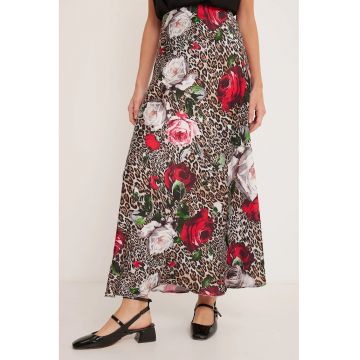 Fusta maxi -  poliester - multicolor - cu captuseala