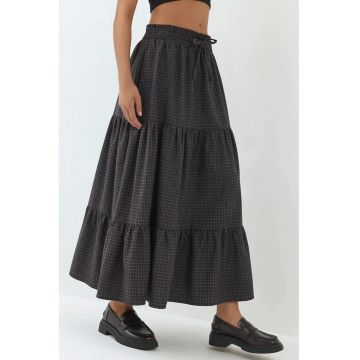 Fusta maxi -  straturi - talie elastica - maro - textil