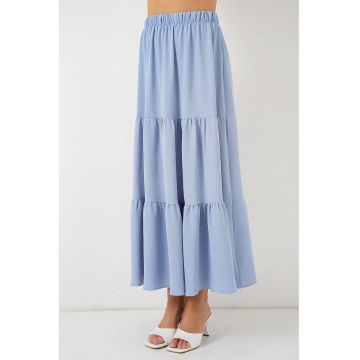 Fusta maxi texturata  albastru deschis - poliester-elastan - croiala standard - model drept