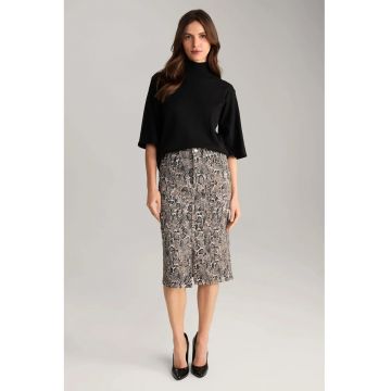 Fusta midi animal-print din denim