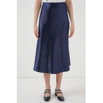 Fusta midi  bleumarin satin
