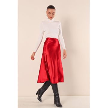 Fusta midi  croiala in A - visinie - satin