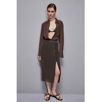 Fusta midi cu aplicatii tip cristale