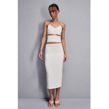 Fusta midi cu decupaj in talie