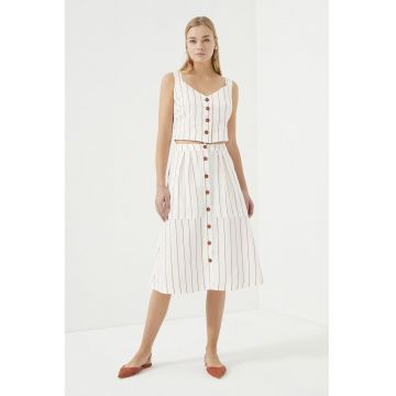 Fusta midi cu model in dungi