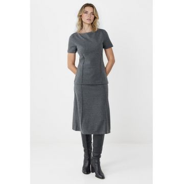 Fusta midi cu model uni