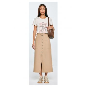 Fusta midi cu nasturi si talie medie