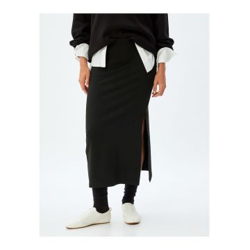 Fusta midi cu slit lateral