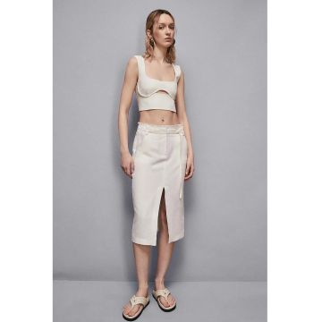 Fusta midi cu snur in talie
