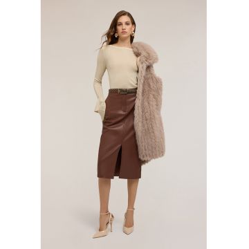 Fusta midi de piele ecologica