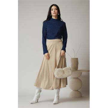 Fusta midi din catifea ivory Fusta midi din catifea ivory