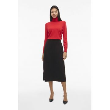 Fusta midi evazata cu slit pe spate