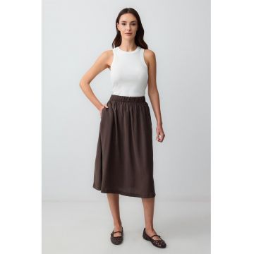 Fusta midi evazata din amestec de modal