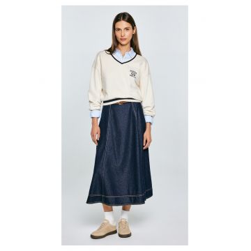 Fusta midi evazata din denim Scarlet 652