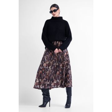 Fusta midi laminata cu imprimeu