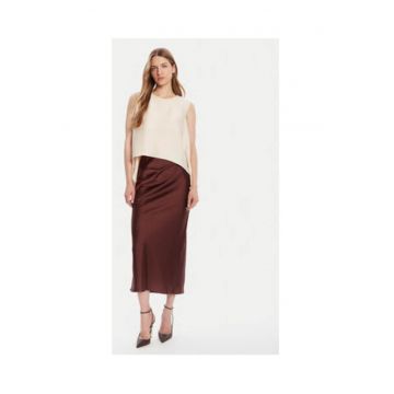 Fusta midi -  maro - 100% poliester -