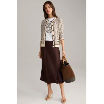 Fusta midi satinata cu fermoar lateral