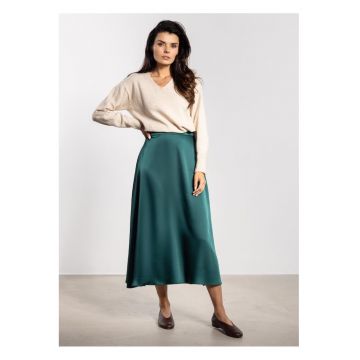 Fusta midi satinata cu talie inalta A739