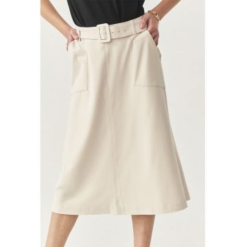 Fusta mini cu croiala in A si curea in talie