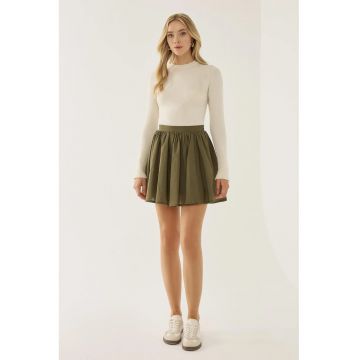 Fusta mini cu volane dama -  bumbac - verde