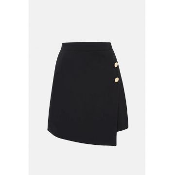 Fusta mini dama  detalii aurii - textil - negru