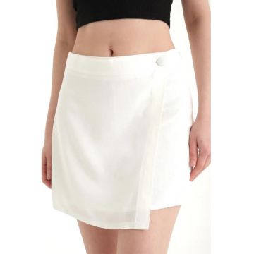 Fusta mini dama -  in - talie inalta - alb