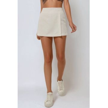 Fusta -  Mini Skorts - textura de in - bej - textil
