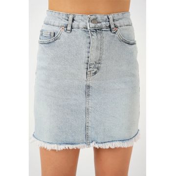 Fusta mini  slim fit - albastra - bumbac