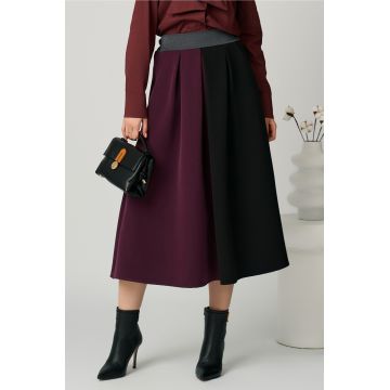 Fusta office din stofa in doua culori negru si bordo Fusta office din stofa in doua culori negru si bordo