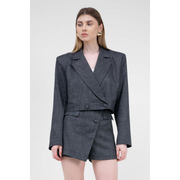 Fusta pantalon gri asimetrica cu buzunare