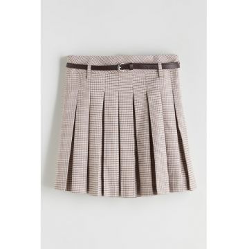 Fusta plisat cu model in carouri