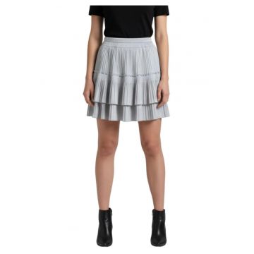 Fusta plisata mini gri  pentru femei