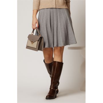 Fusta scurta casual gri din tricot