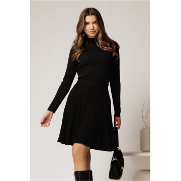 Fusta scurta casual neagra din tricot