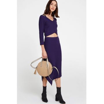 Fusta asimetrica cu talie inalta