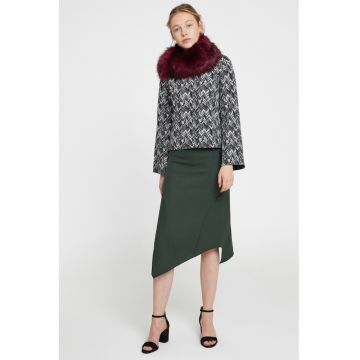 Fusta asimetrica cu talie inalta