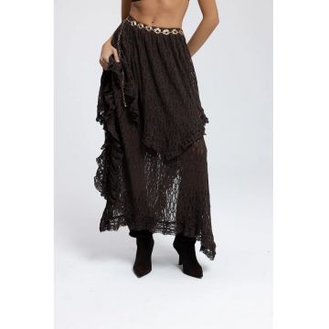 Fusta asimetrica - HiCCUP - dantela - maro cafeniu