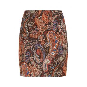 Fusta cambrata cu model paisley