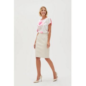 Fustă creion  bej - bumbac - talie înaltă - mărime