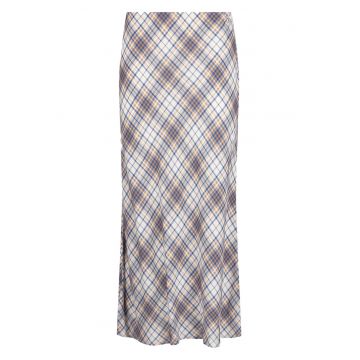 Fusta cu croiala pe bie si model in carouri