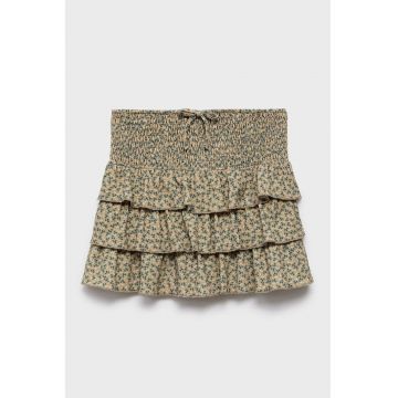 Fusta cu imprimeu floral - model stratificat si talie elastica