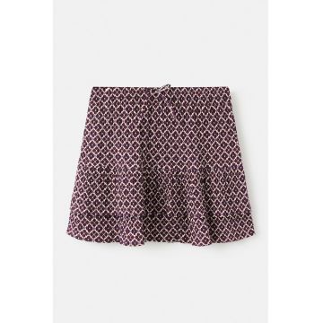 Fusta cu model floral si snur de ajustare