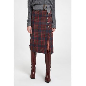 Fusta cu model in carouri si nasturi