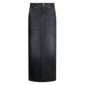 Fusta de denim cu slit lateral