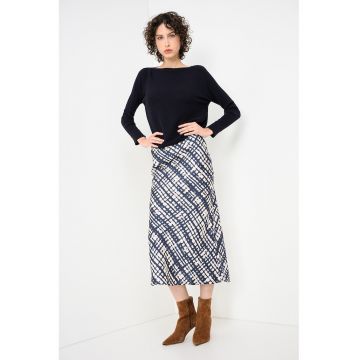 Fusta de matase cu model abstract Elio