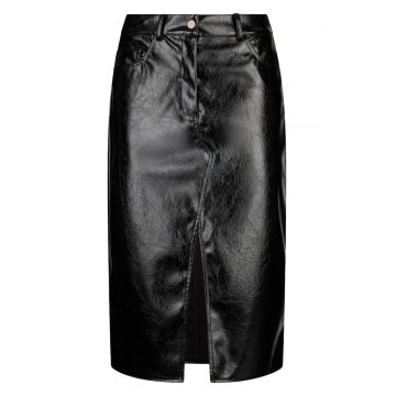 Fusta de piele ecologica cu slit frontal