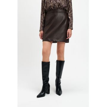 Fusta de piele ecologica cu talie inalta