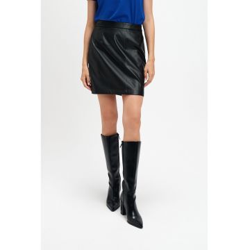 Fusta de piele ecologica cu talie inalta