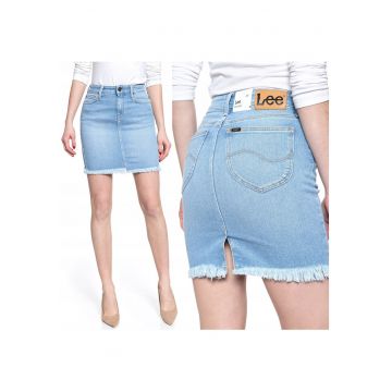 Fusta Din Denim -  Fusta Midi - Croi: Regular Fit - Stil: Drept Inaltimea Taliei: Medie Inchidere: Fermuar - Albastru - 1 Bucata